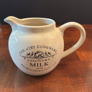 Country Stoneware Country Milk Jug Pourer Cream 22 oz. Small Pitcher